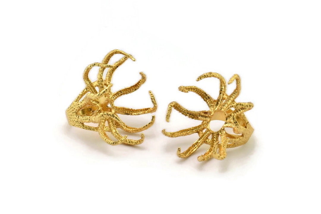 Gold Claw Ring, Gold Plated Brass Claw Ring With 1 Stone Settings ...