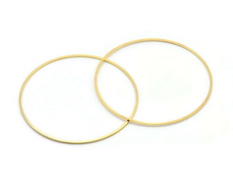 60mm Circle Connector, 12 Gold Tone Brass Circle Connectors (60x1x1mm) D1555