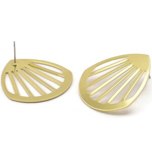 Brass Drop Earring, 2 Raw Brass Drop Stud Earrings (36x33x0.80mm) M840 A2340