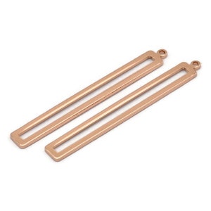 Rose Gold Stick Charm, 2 Rose Gold Plated Brass Stick Charms With 1 Loop, Findings, Earrings (53x6x1.2mm) D1159 Q0890