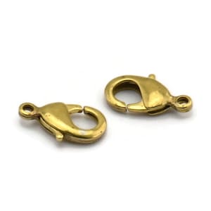 15mm Parrot Clasp, 100 Raw Brass Lobster Claw Clasps (15x8mm) Bh505 A0398