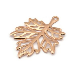 Rose Gold Sycamore Pendant, Rose Gold Plated Brass Leaf Charm (44x33mm) N0428 Q0113