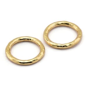 Gold Ring, Hammered Gold Plated Brass Ring, Connectors (24x3mm) N1502
