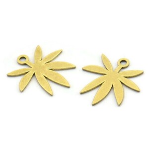 Brass Leaf Charm, 24 Raw Brass Leaf Charms With 1 Loop, Charm Pendants (14x0.60mm) A3588