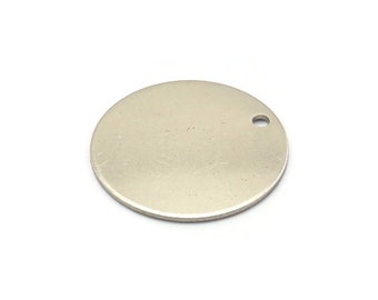 Charm redondo de acero, 12 charms redondos de acero inoxidable con 1 orificio (20 x 0,70 mm) M02880