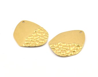 Brass Drop Charm, 12 Raw Brass Drop Charms With 1 Hole, Earrings, Findings (25x19x0.60mm) D1203