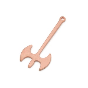 May include: A copper-coloured axe charm with a loop at the top for hanging. The axe head has a double-bladed design. The charm is made of metal, likely for jewellery making or crafting.