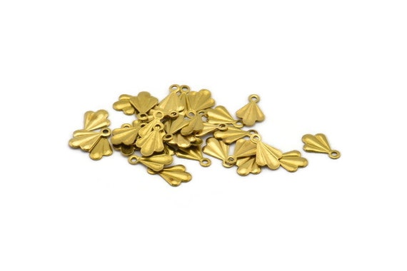 Brass Oyster Charm, 50 Raw Brass Shell Findings, Charms (10x6mm