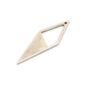 Silver Diamond Charm, 10 Antique Silver Plated Brass Rhombus Charms With 1 Hole, Earrings, Findings (33x12x10,80m) D0670