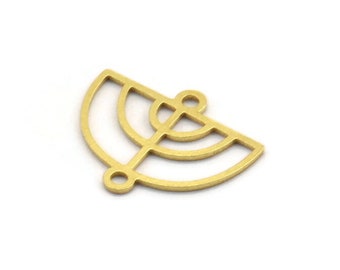 Dije de latón en forma de D, 50 dijes de latón en bruto en forma de D con 2 presillas, accesorios de conector, piezas de collar (13 x 16 x 0,60 mm) A4705