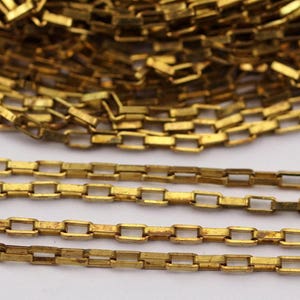 Link Chain, Rectangle Chain, 5 M. Rectangle Raw Brass Chain, Open Link 3.5x2mm W117 Bs 1377 image 4