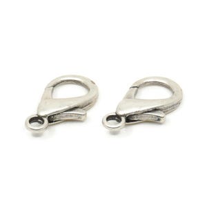 Silver Parrot Clasp, 6 Antique Silver Plated Brass Lobster Claw Clasps, Findings (21x11x4mm) F047