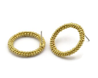 Brass Circle Earring, 2 Raw Brass Circle Stud Earrings (25x4mm) N1697