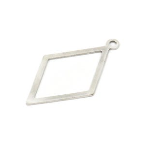 Silver Diamond Charm, 12 Antique Silver Plated Brass Rhombus Charms With 1 Loop, Earrings, Findings (29x17x0.60mm) D1227