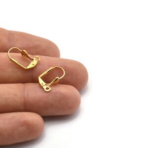 Leverback Earring Findings, 50 Raw Brass Leverback Earring Findings With Shell (15x9mm) Brsl 90 A0609 image 3