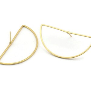 Gold Moon Earring, 4 Gold Plated Brass Semi Circle Stud Earrings (22x45x1mm) D1276 A1228 Q1010