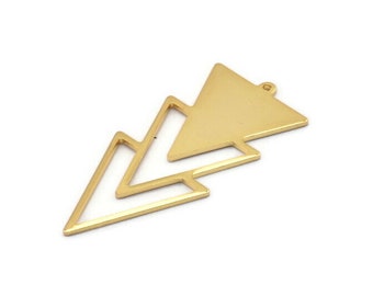 Gold Triangle Charm, Gold Plated Brass Triangle Charms With 1 Loop (49x21x1mm) M01120