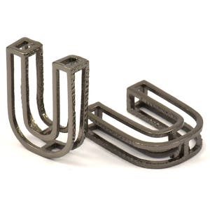 Letra U preta, 2 letras U banhadas a preto, iniciais, maiúsculas, pingente inicial de letra para colares personalizados