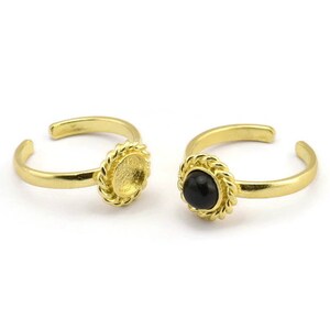 Brass Ring Settings, Raw Brass Round Shaped Ring With 1 Stone Setting - Pad Size 6mm N2093