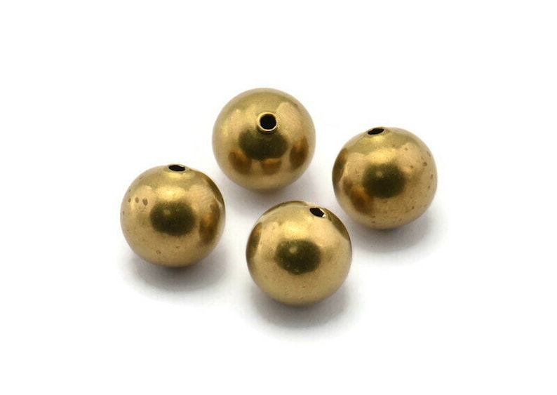 Brass Ball Bead, 24 Raw Brass Spacer Bead, Findings 12mm Brsm2 A0747 image 1