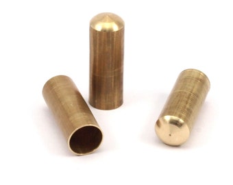 7 Raw Brass Industrial One Hole End Tubes, Findings (11x30 Mm)  BRC173--R020
