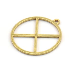 Brass Round Charm, 24 Raw Brass Round Shaped Charms With 1 Loop, Charm Pendants (23.5x21x1mm) A4749