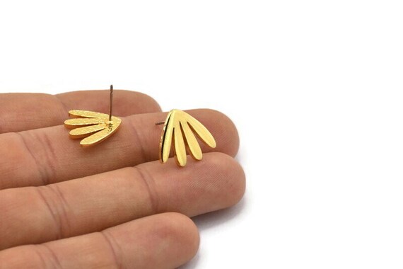 Earring Studs, 2 Gold Plated Brass - Gold Earring Findings