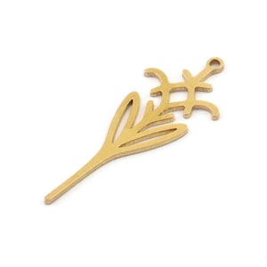 Brass Flower Charm, Raw Brass Flower Charms, Brass Earring Charms, Brass Charms for Jewelry Making (35x14x0.80mm) SMP1371
