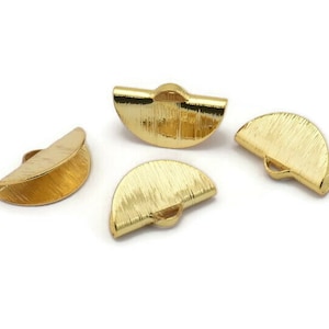 Gold Ribbon Crimp, 8 Gold Plated Brass Textured Ribbon Crimp Ends With 1 Loop, Findings (15x9mm) D0561
