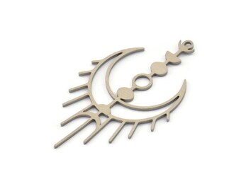 Breloque lune en acier, 10 breloques croissant de lune en acier inoxydable avec 1 boucle, Apprêts (41 x 24 x 0,80 mm) SMP1165 A5442