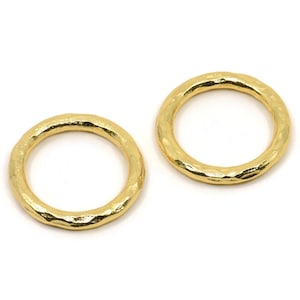 Gold Ring, Hammered Gold Plated Brass Rings, Connectors (23x3mm) N1501