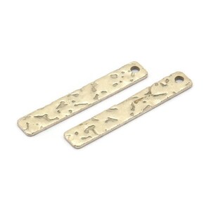 Silver Rectangle Charm, 12 Antique Silver Plated Brass Rectangle Charms With 1 Hole (30x5x0.80mm) A1737