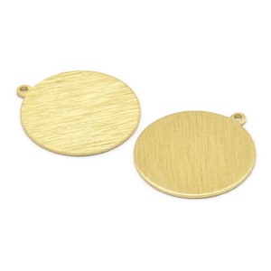 Brass Round Charm, 6 Textured Raw Brass Round Tags, Round Charms With 1 Loop (24x22x0.80mm) M02910