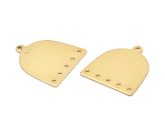 Gold D Shape,  8 Gold Plated Brass D Shape Charms With 1 Loop And 5 Holes (18x17x0.50mm) M1056