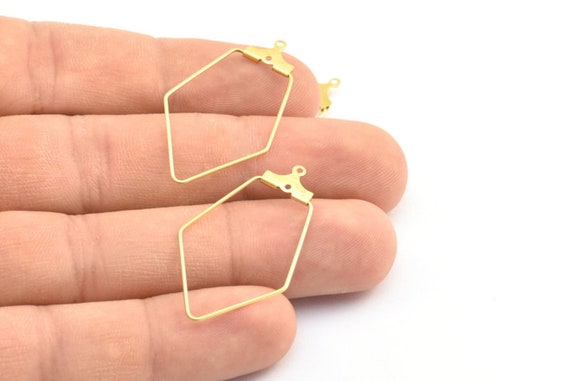 1859C-U-97 16x11mm 40pcs Raw Brass Diamond Shape Charm