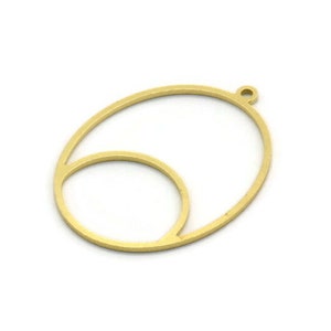 Oval mässingsberlock, 24 ovala berlocker i rå mässing med 1 ögla, örhängesberlocker (31x23x0,80 mm) SMP0044