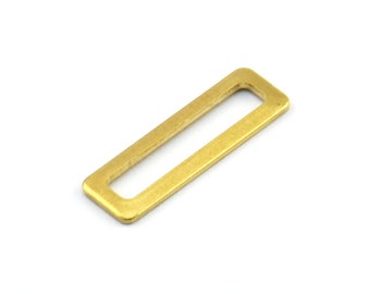 Rectangle Brass Charm, 25 Raw Brass Rectangle Connectors, Findings (19x6x1mm) Brs 3140 b0037