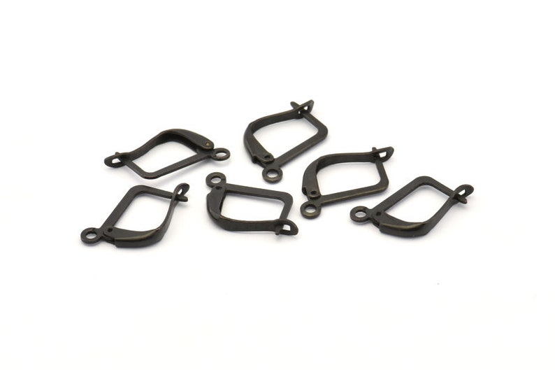 Plain Leverback Earring, 50 Oxidized Black Brass Plain Leverback Earring Findings 13x10mm Brsl 90 A0961 S965 image 2