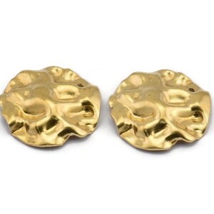 Brass Wavy Disc, 24 Raw Brass Wavy Disc Charms With 1 Hole, Earrings, Findings (19x18x0.60mm) D0727