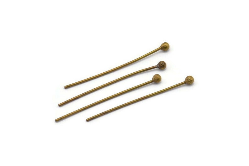 Antique Brass Pin 100 Antique Brass Ball Head Pins Findings Etsy