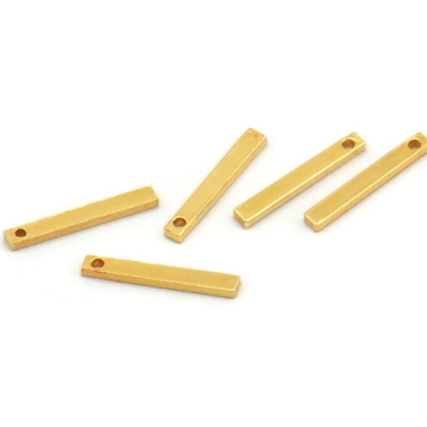 Tiny Gold Bar, 12 Gold Plated Brass Bars (15x2x1mm) A0856