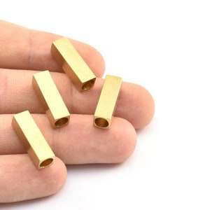 Koralik do rur przemysłowych, 6 kwadratowych elementów z surowego mosiądzu do rur przemysłowych (20 x 6 mm) A0683 zdjęcie 3