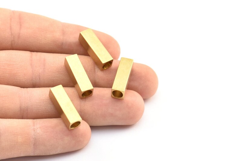 Koralik do rur przemysłowych, 6 kwadratowych elementów z surowego mosiądzu do rur przemysłowych (20 x 6 mm) A0683 zdjęcie 3