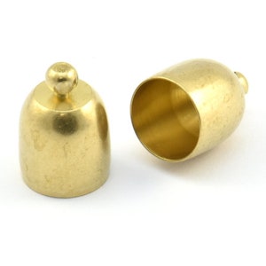 Messing eindkapje, 20 onbewerkte koperen eindkapjes, koorduiteinde - (9,7 x 13,7 mm) - BS-1665