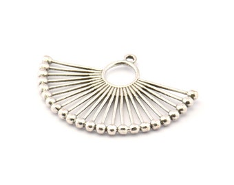 Colgante étnico de plata, 2 colgantes con motivos étnicos de latón bañado en plata antigua con 1 aro, accesorios, pendientes, dijes (43 x 29 mm) N0872 H0968