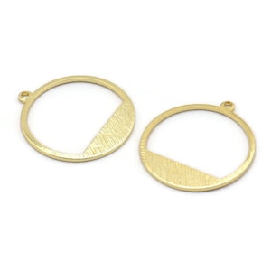 Brass Round Charm, 24 Raw Brass Textured Round Charms With 1 Loop, Earrings, Findings (22x21x0,70mm) D0772