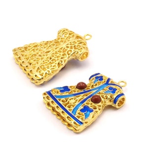 Enameled Brass Caftan Pendant ( 38x28mm) Brc231  B-4