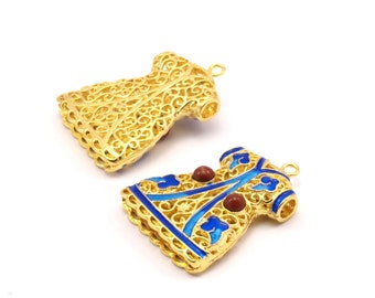 Pendente Caftano in ottone smaltato (38 x 28 mm) Brc231 B-4