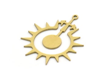 Brass Light Charm, 6 Raw Brass Light Bulb Shaped Charms With 1 Loop, Findings (30.5x24x0.60mm) SMP0602