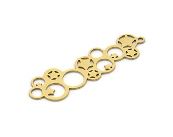 Brass Round Charm, 6 Raw Brass Round Shaped Charms With 1 Loop, Earring Findings, Geometric Charms (40x12x0.60mm) SMP1055
